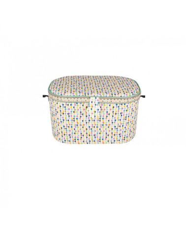 Oval sewing box 21x31x18cm multicolored dots light background