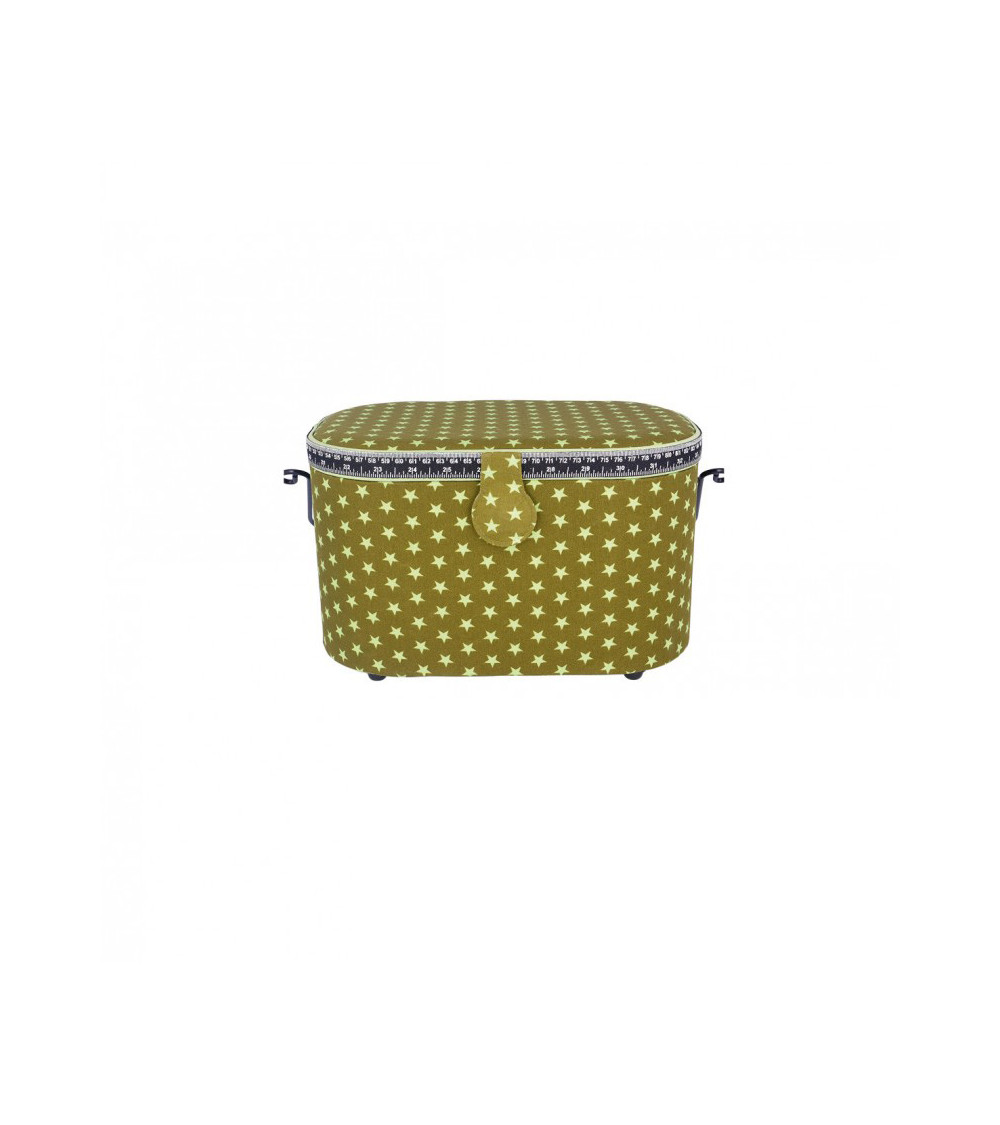 Costurero ovalado 21x31x18cm estrellas verdes