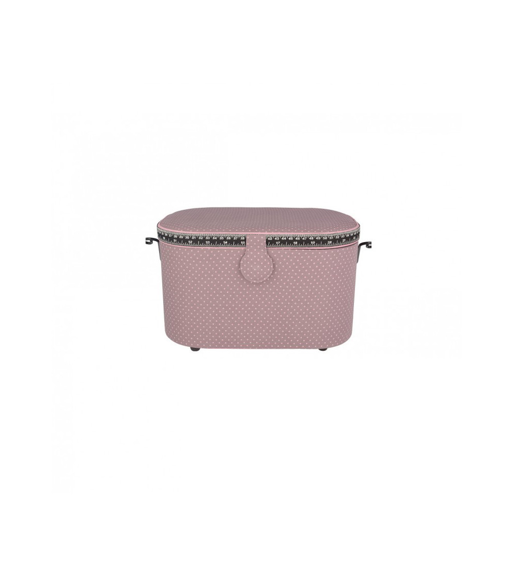 Ovales Nähkästchen 21x31x18cm rosa Punkte
