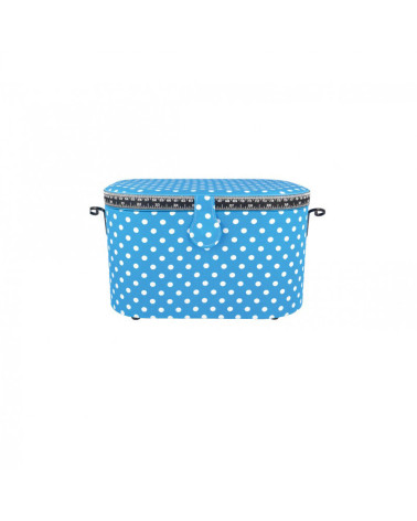 Oval sewing box 21x31x18cm blue dots