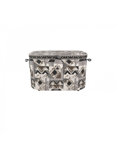 Oval sewing box 21x31x18cm brown and white pattern