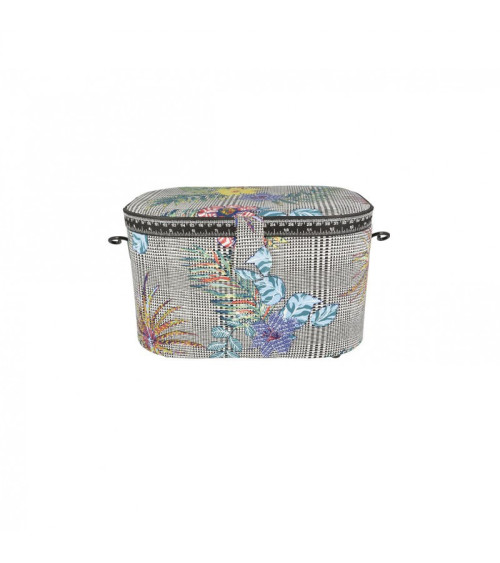 Scatola da cucito ovale 21x31x18 cm fiori tropicali