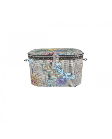 Boîte à couture ovale 21x31x18cm fleurs tropicales