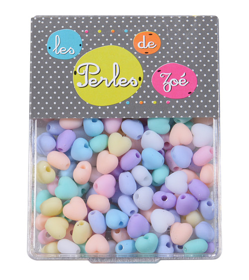 7mm heart plastic beads in 18g box