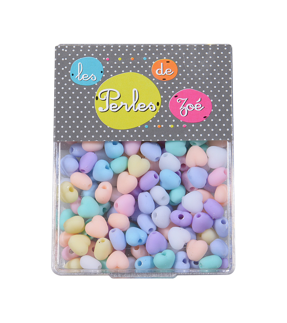 7mm heart plastic beads in 18g box