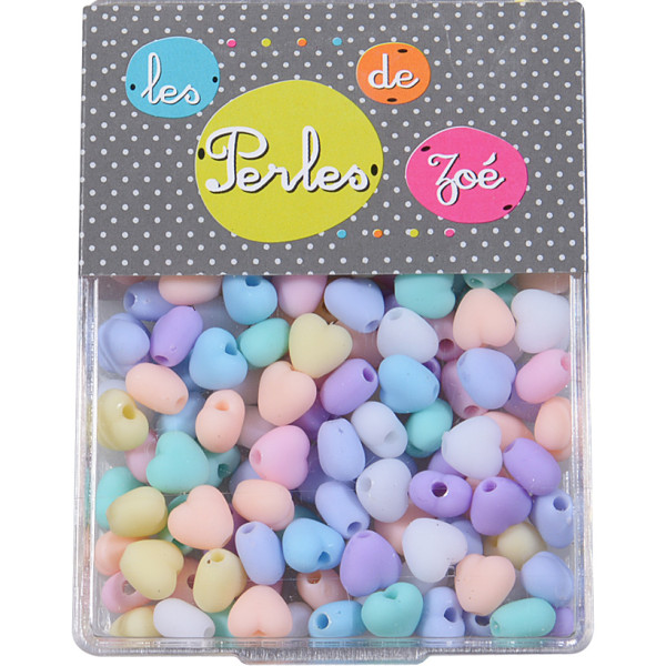 Perles plastiques cœur 7mm en boite de 18g