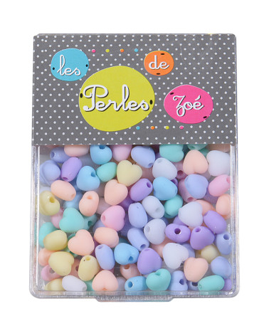 7mm heart plastic beads in 18g box