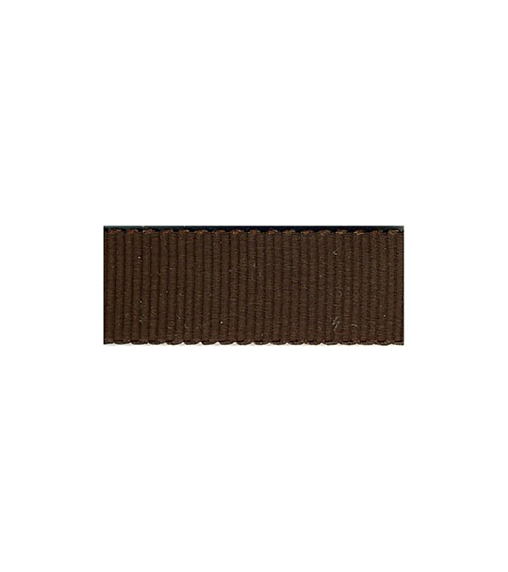 Disquette 25m Gros Grain Petersham 3mm marron fonce