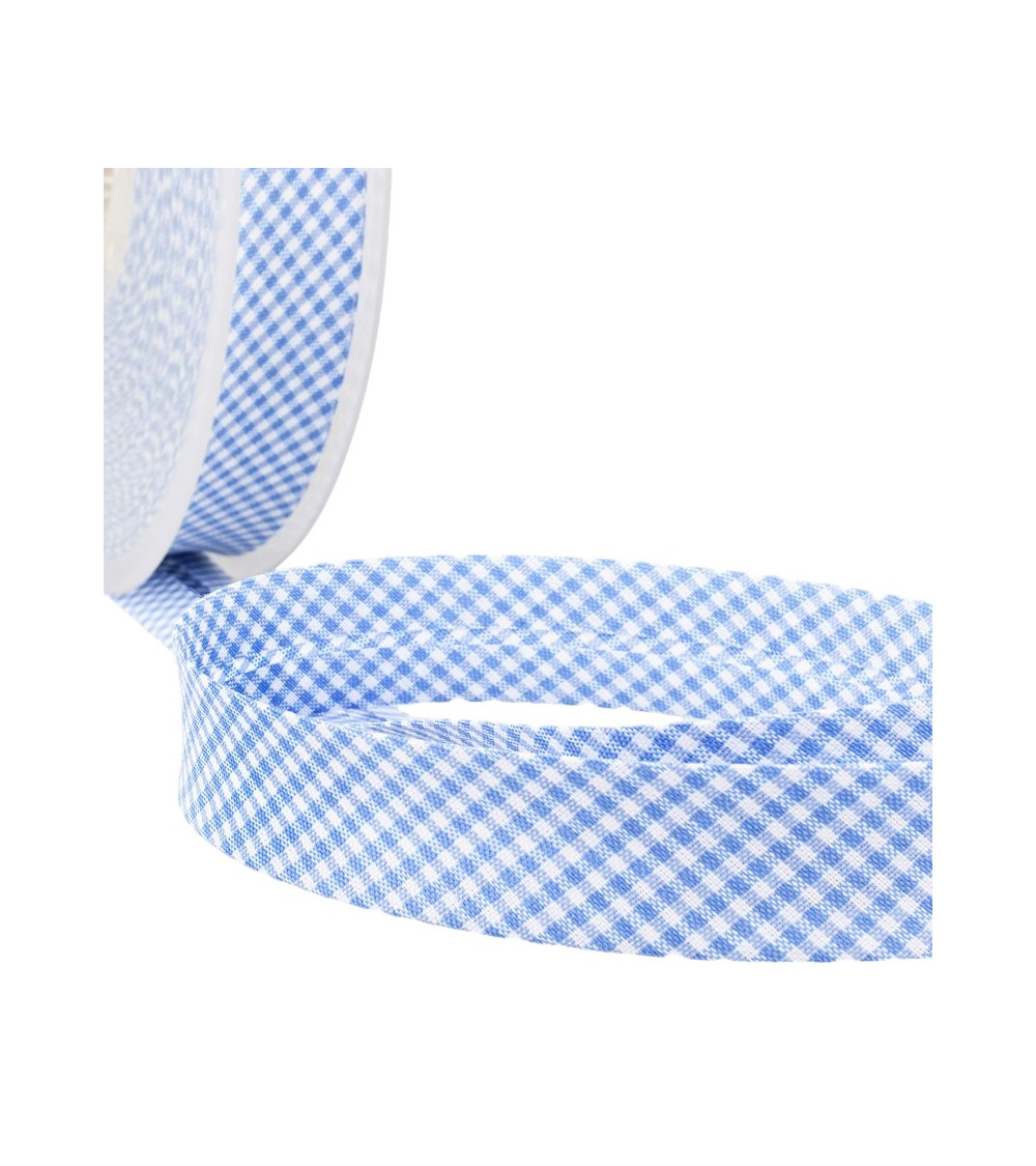 Diskette 25m Vichy bias woven polyester and cotton Blue