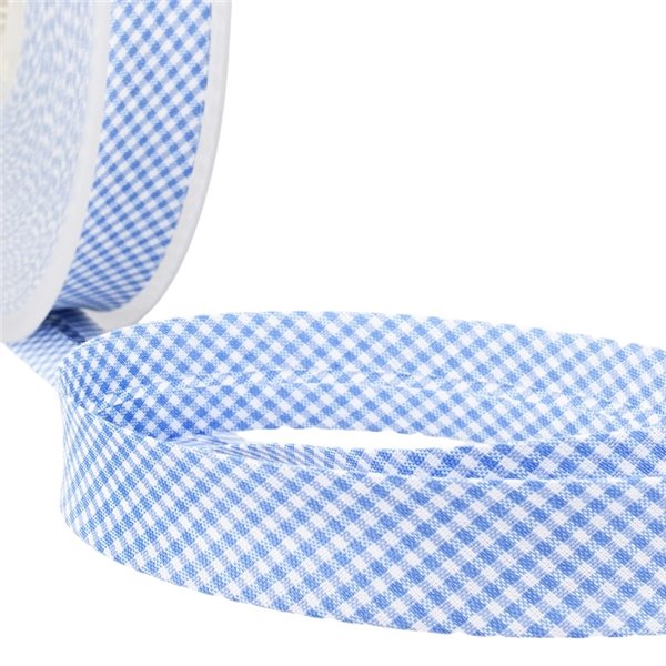 Disquette 25m biais Vichy tissé polyester et coton Bleu