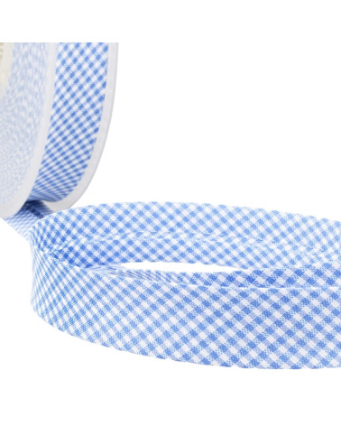 Diskette 25m Vichy bias woven polyester and cotton Blue