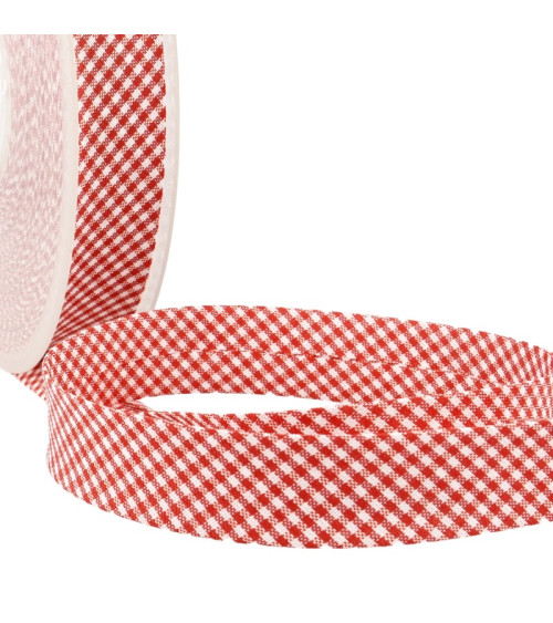 Disquette 25m biais Vichy tissé polyester et coton Rouge