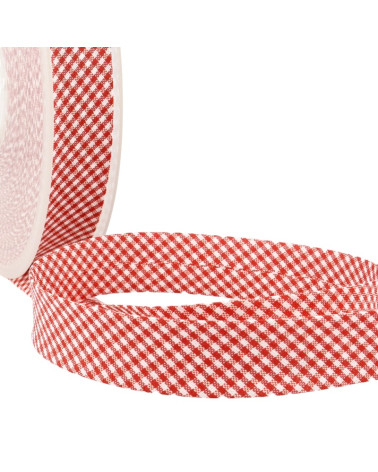 Diskette 25m Vichy bias woven polyester and cotton Red