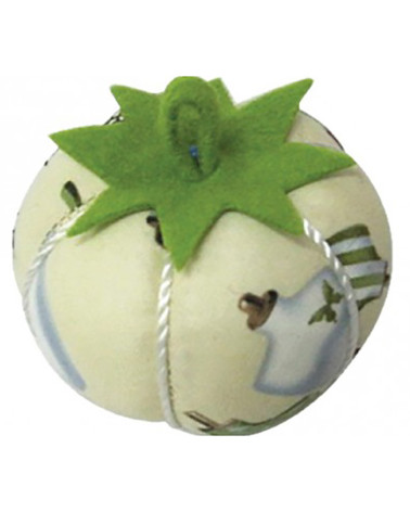 Tomatoes pin holder mannequin on beige background