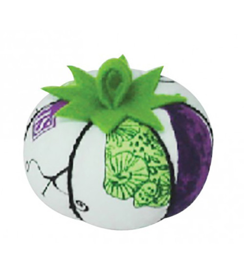 Green and purple printed pin holder tomatoes