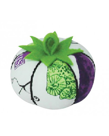Green and purple printed pin holder tomatoes