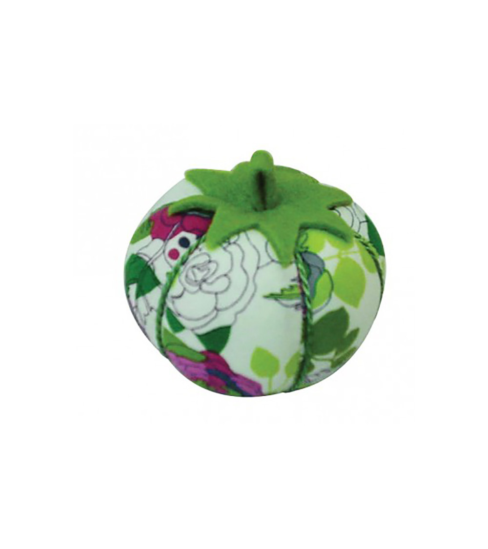 Porta alfileres tomates estampado primaveral verde y rosa