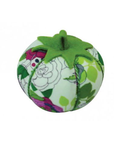 Porta alfileres tomates estampado primaveral verde y rosa