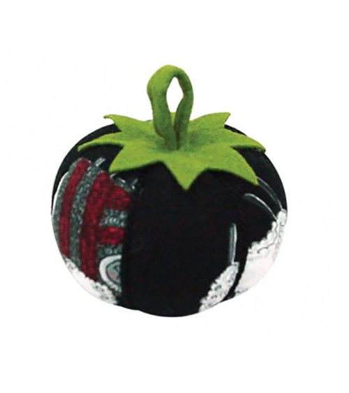 Tomatoes sheep pin holder and black and red knitting