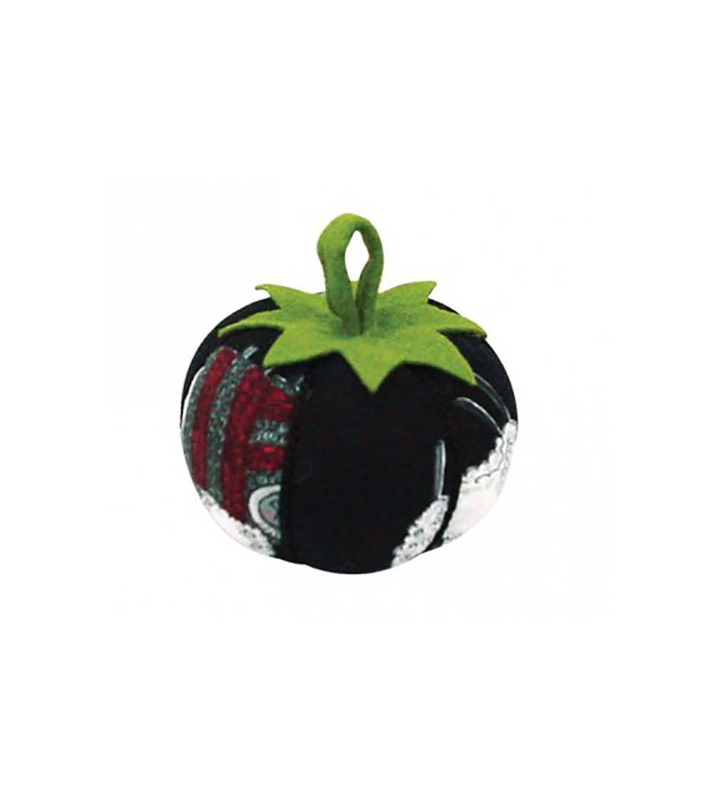 Tomatoes sheep pin holder and black and red knitting