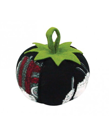 Tomatoes sheep pin holder and black and red knitting