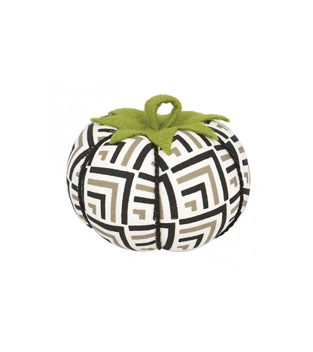 Brown and black geometric print pin holder tomatoes