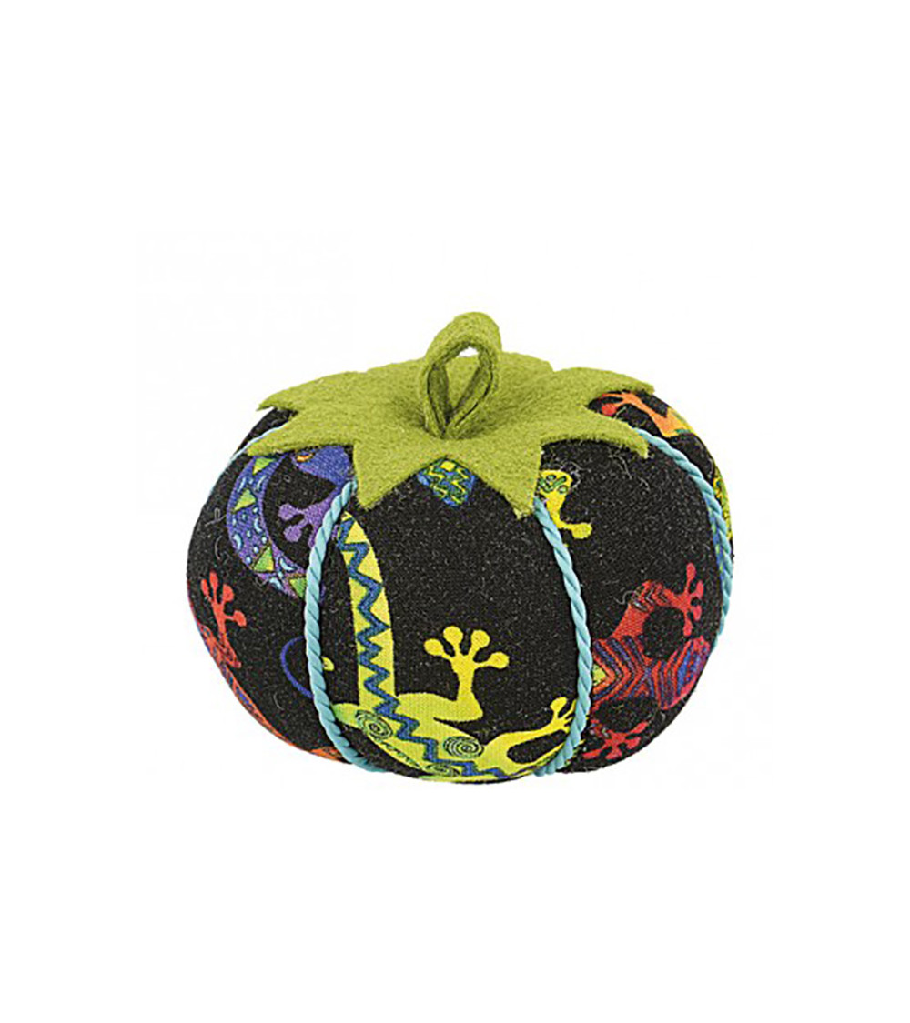 Tomatoes pin holder lizards black background