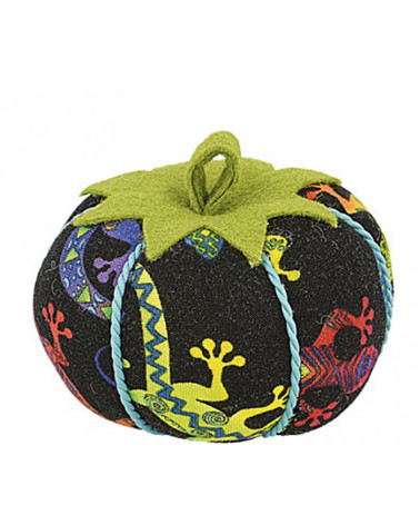 Tomatoes pin holder lizards black background