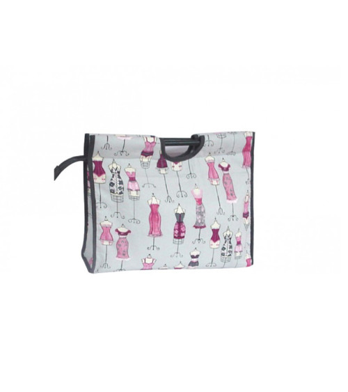 Knitting bag in quilted fabric 42cm pink mannequins