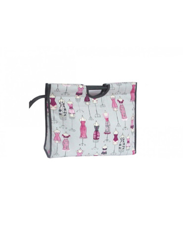 Knitting bag in quilted fabric 42cm pink mannequins