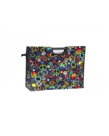 Quilted fabric knitting bag 42cm peace and love