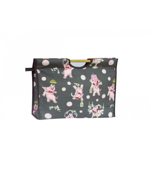 Sac à tricot en tissu matelassé 42cm éléphant rose