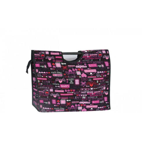 Quilted fabric knitting bag 42cm love