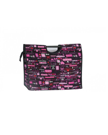 Quilted fabric knitting bag 42cm love