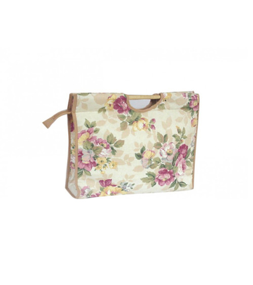 Knitting bag in quilted fabric 42cm old pink