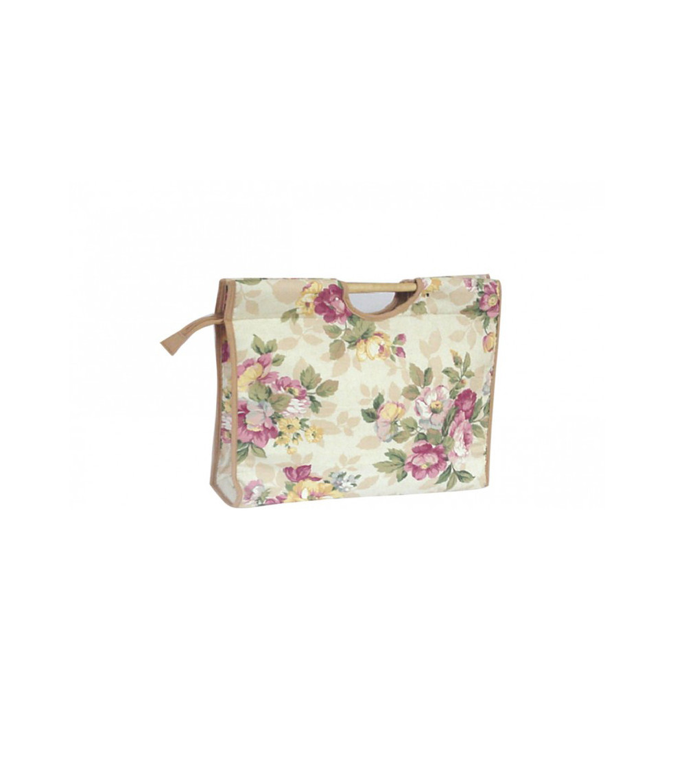 Sac à tricot en tissu matelassé 42cm roses anciennes