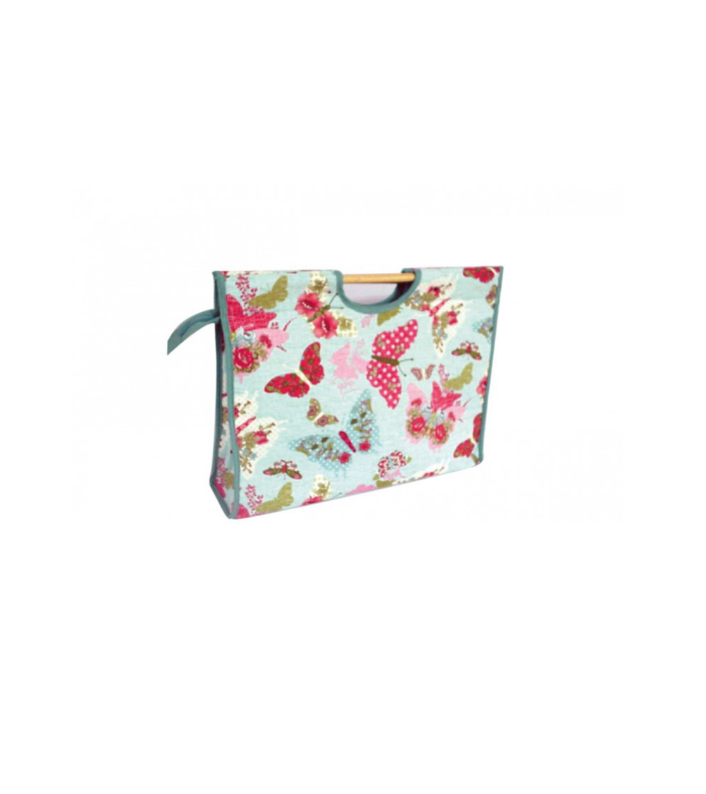 Sac à tricot en tissu matelassé 42cm papillons rouges