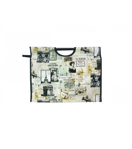 Knitting bag in quilted fabric 42cm Paris 1920s