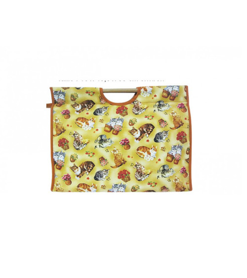 Quilted fabric knitting bag 42cm cats