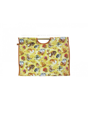 Quilted fabric knitting bag 42cm cats