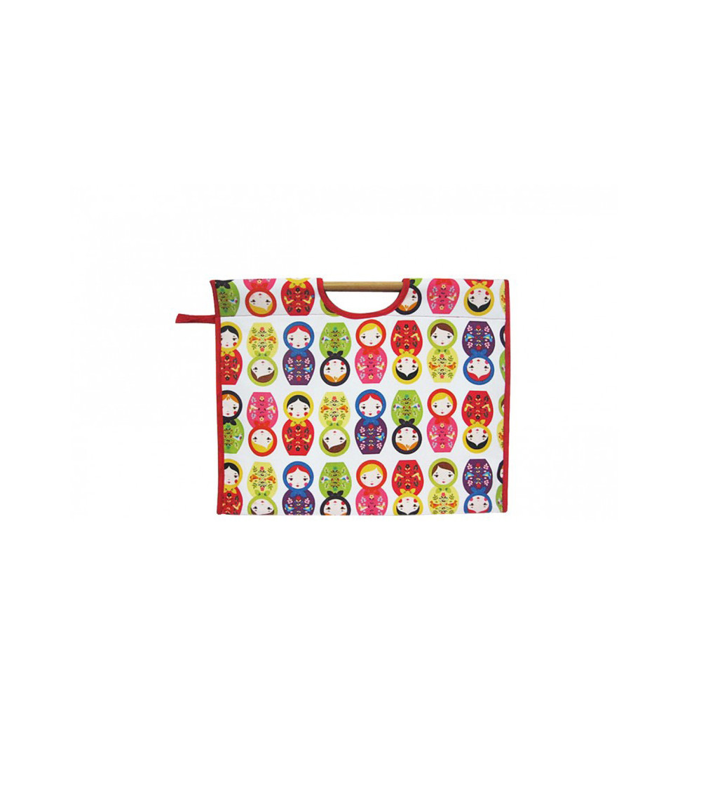 Quilted fabric knitting bag 42cm matriochkas