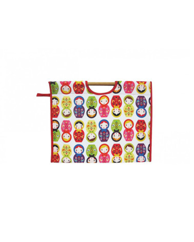 Quilted fabric knitting bag 42cm matriochkas