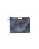 Sac à tricot en tissu matelassé 42cm pois bleu marine