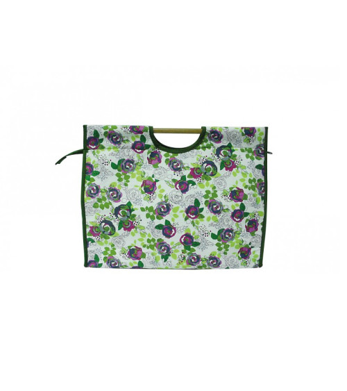 Sac à tricot en tissu matelassé 42cm imprimé printanier vert et rose