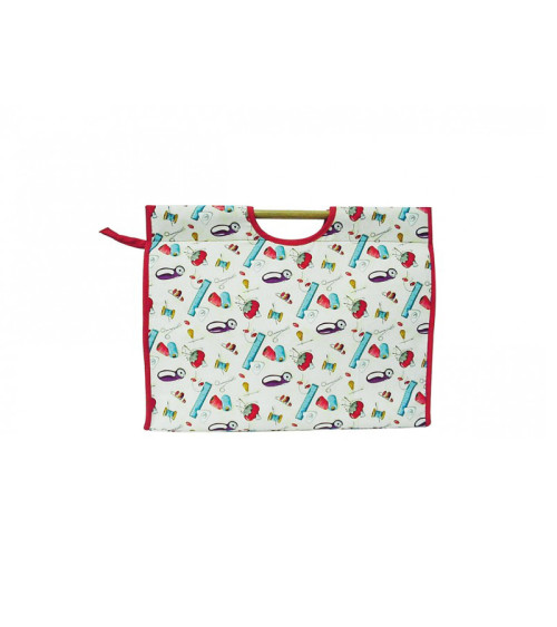 Sac à tricot en tissu matelassé 42cm aiguilles bleues