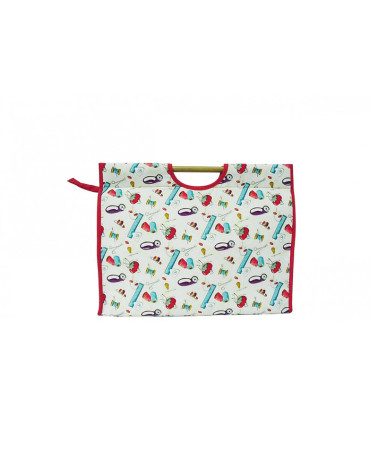 Sac à tricot en tissu matelassé 42cm aiguilles bleues