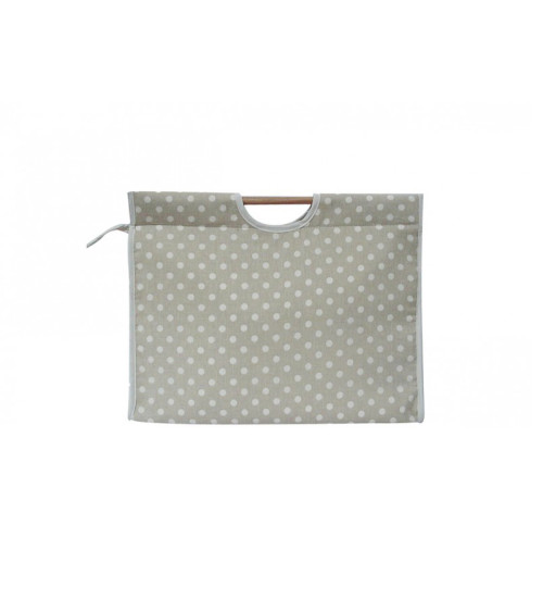 Knitting bag in quilted fabric 42cm beige dots