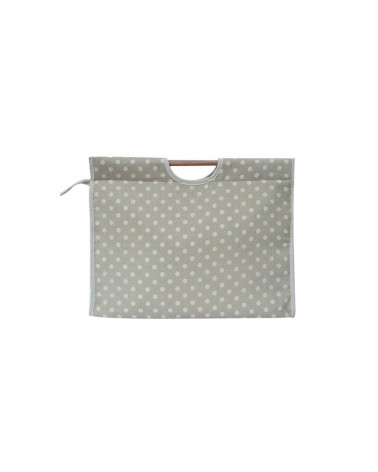 Knitting bag in quilted fabric 42cm beige dots