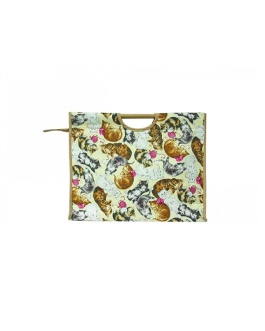 Sac à tricot en tissu matelassé 42cm chats