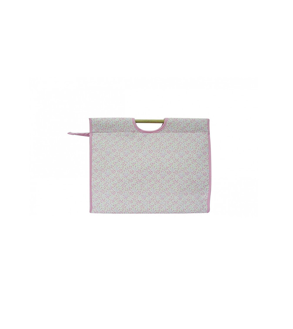 Borsa porta maglia in tessuto trapuntato 42 cm rosa liberty